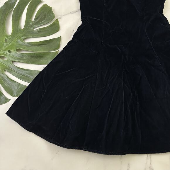 Roberta Womens Vintage Velvet Cocktail Party Dress Size 6 Navy Blue Scallop - Picture 5 of 11